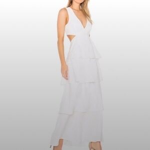 NWT Bardot Cut-Out Tier Maxi Dress White Sz 10 L